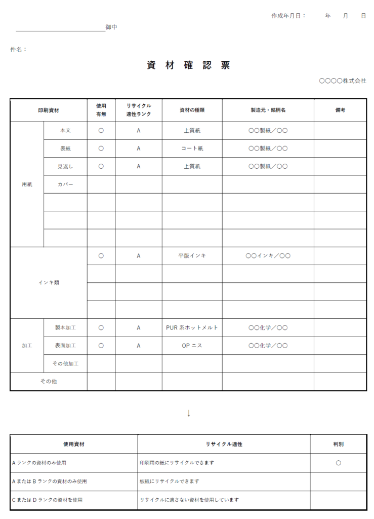 資材確認票